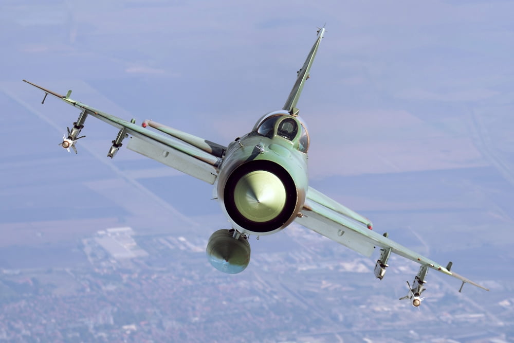 A Bulgarian Air Force MiG-21bis armed with R-60 missiles Canvas Art - Daniele FaccioliStocktrek Images (17 x 12)