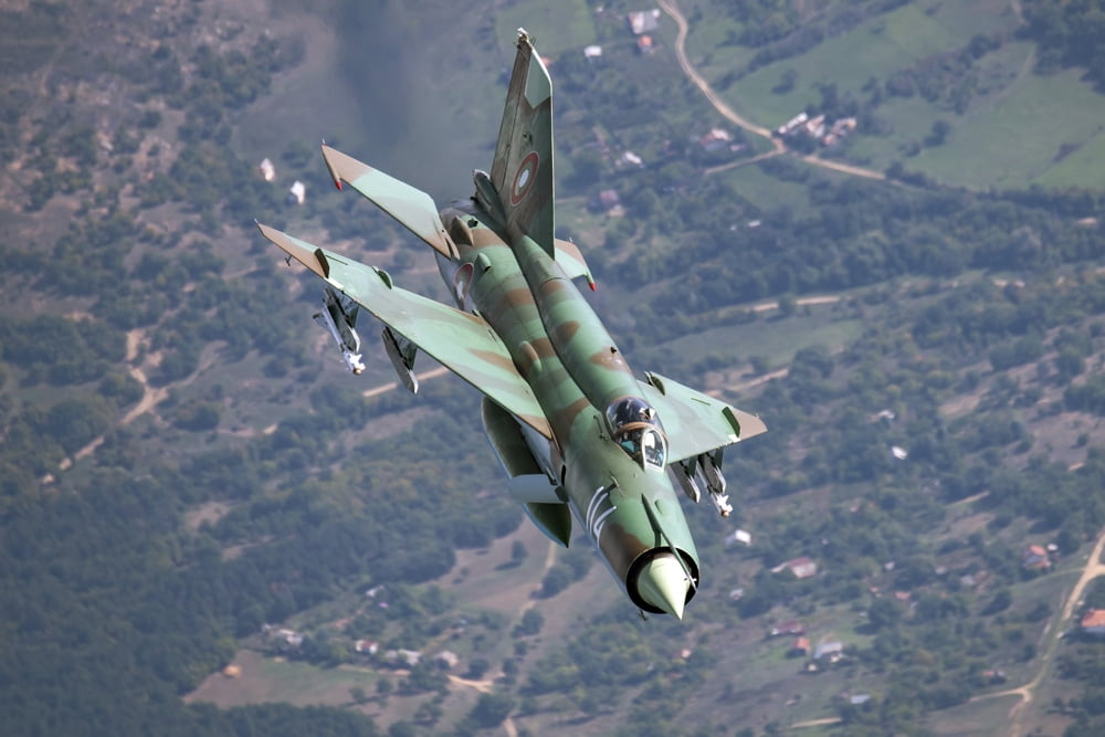 A Bulgarian Air Force MiG-21bis armed with R-60 missiles Canvas Art - Daniele FaccioliStocktrek Images (17 x 12)