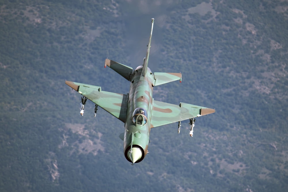 A Bulgarian Air Force MiG-21bis armed with R-60 missiles Canvas Art - Daniele FaccioliStocktrek Images (17 x 12)
