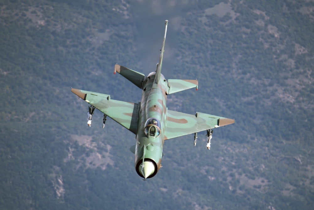 A Bulgarian Air Force MiG-21bis armed with R-60 missiles Canvas Art - Daniele FaccioliStocktrek Images (34 x 23)