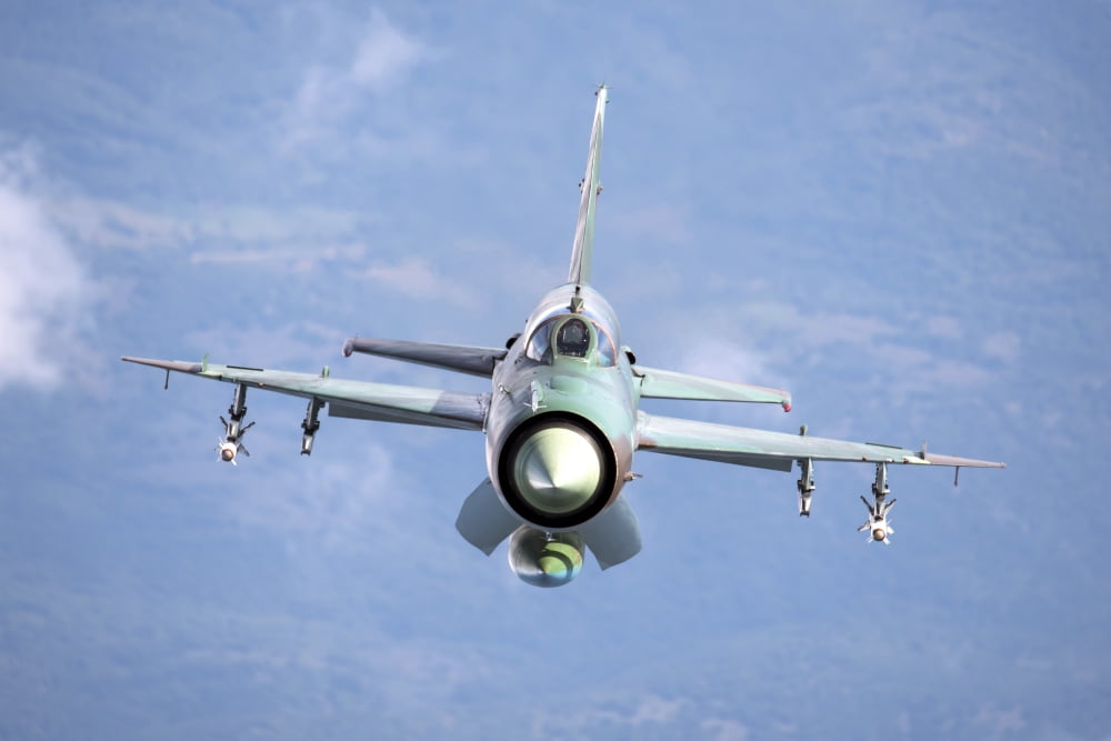 A Bulgarian Air Force MiG-21bis armed with R-60 missiles Canvas Art - Daniele FaccioliStocktrek Images (35 x 23)