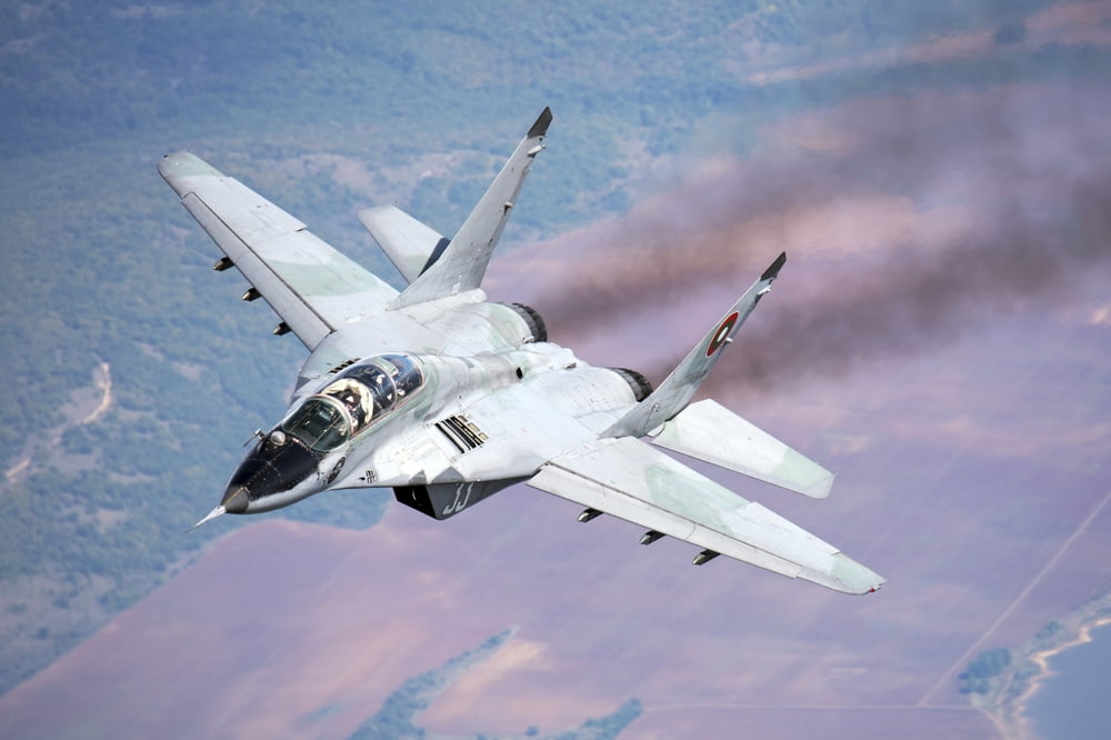 A Bulgarian Air Force MiG-29s during a training mission over Bulgaria Canvas Art - Daniele FaccioliStocktrek Images (17 x 12)