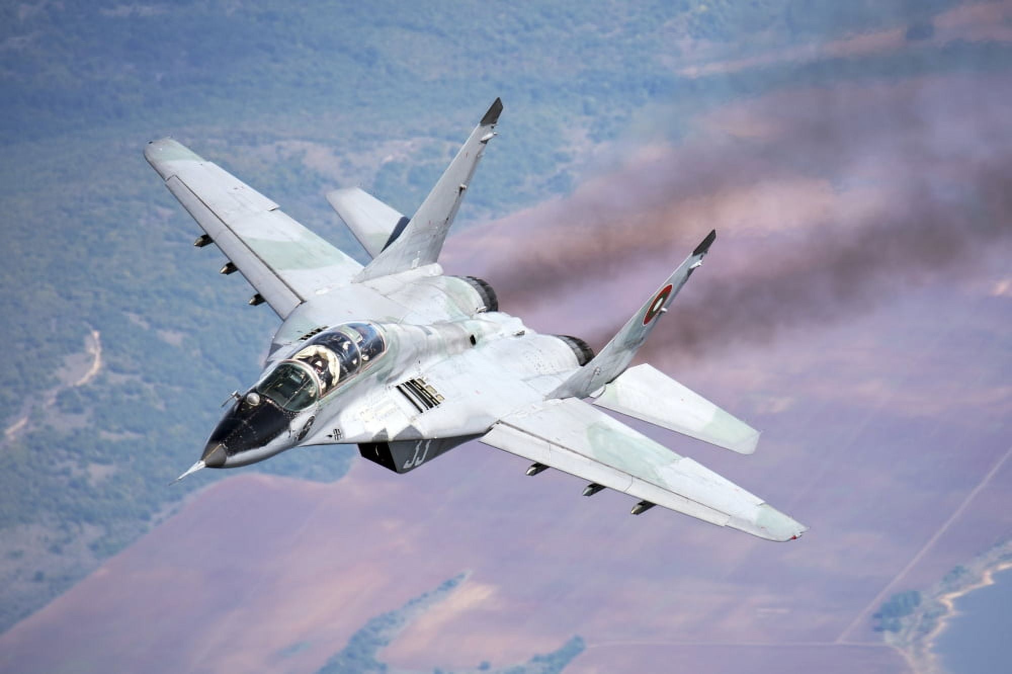 A Bulgarian Air Force MiG-29s during a training mission over Bulgaria Canvas Art - Daniele FaccioliStocktrek Images (34 x 23)