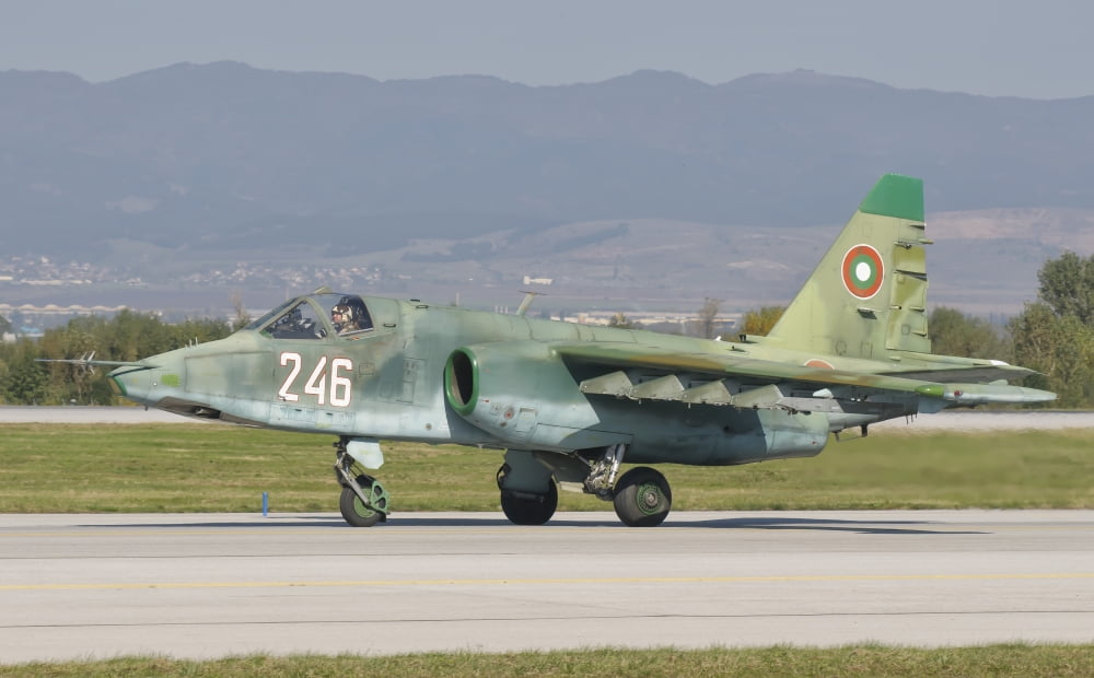 A Bulgarian Air Force Su-25 jet Canvas Art - Giovanni CollaStocktrek Images (18 x 11)
