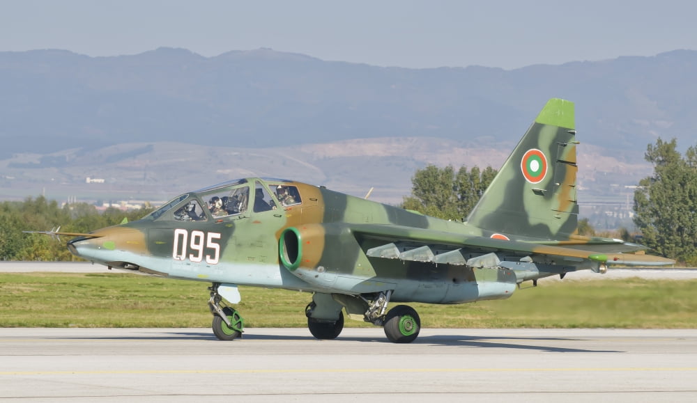 A Bulgarian Air Force Su-25 jet Canvas Art - Giovanni CollaStocktrek Images (19 x 11)