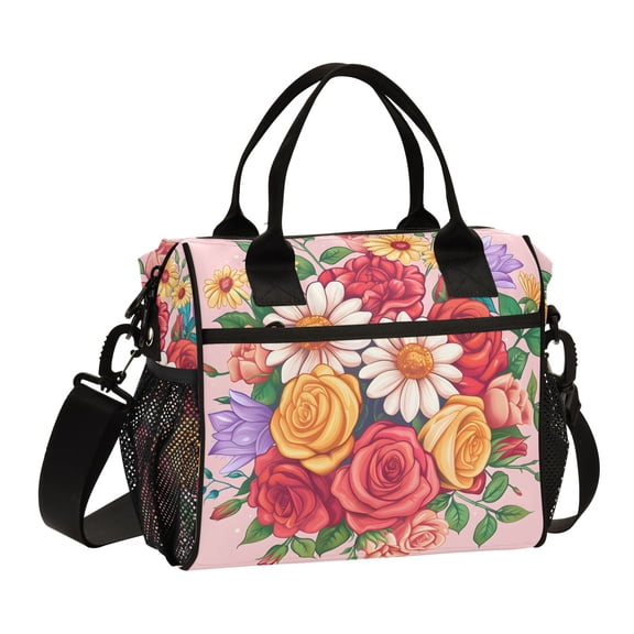 A Bunch Of Flowers Cooler Bag Lunch Bag Soft Cooler Cooling Tote Insulated Lunch Box for Adult Men Women