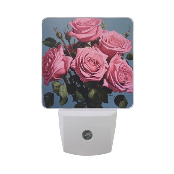 A Bunch Of Roses Leaves LED Night Light with Smart Sensor Plug Into Wall Dusk to Dawn 2 packs