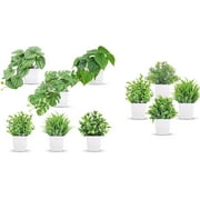 HANGTANWAN A Bundle of 6 Packs Fake Plants and 4 Packs Small Fake Plants Mini Artificial Faux Plants in Pots for Home Office Bedroom Living Room Decor