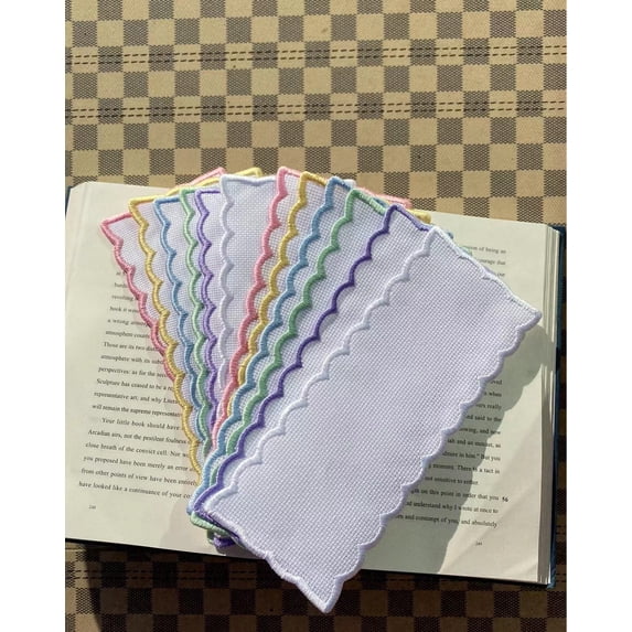 A Bundle of 6pcs 14ct and 6 pcs 18ct aida Cloth Bookmark to Cross Stitch,Blank Cross Stitch Bookmark