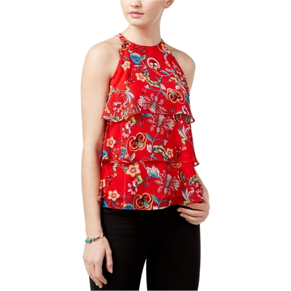 A. Byer Womens Tier Knit Blouse, Red, X-Small