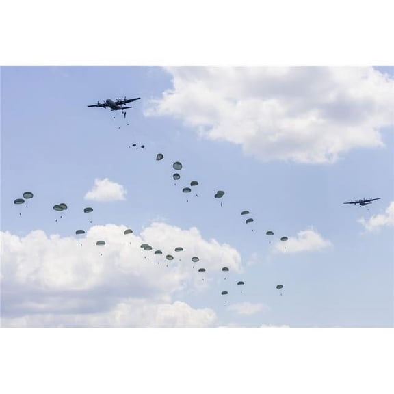 A C-130 Hercules drop U.S. Army airborne troops over Maryland Poster Print