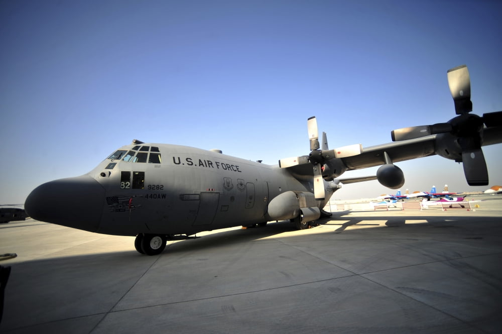 A C-130 Hercules is on display during the 2012 Bahrain International Air Show Canvas Art - Stocktrek Images (35 x 23)