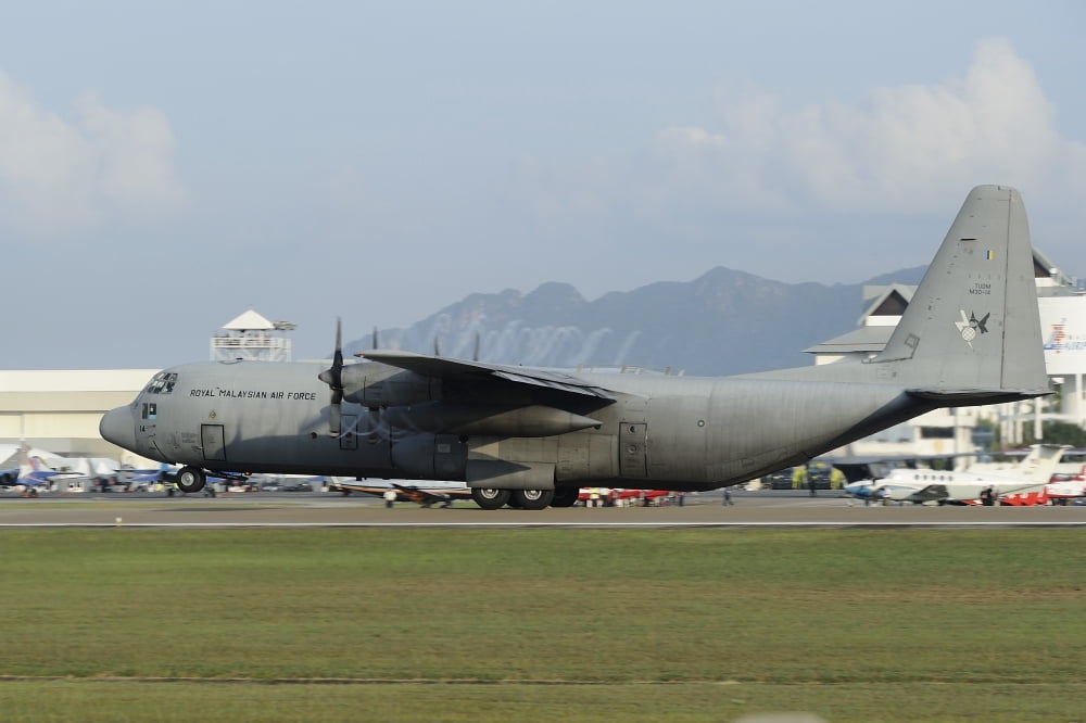 A C-130J Hercules of the Royal Malaysian Air Force prepares to take off Canvas Art - Remo GuidiStocktrek Images (18 x 12)