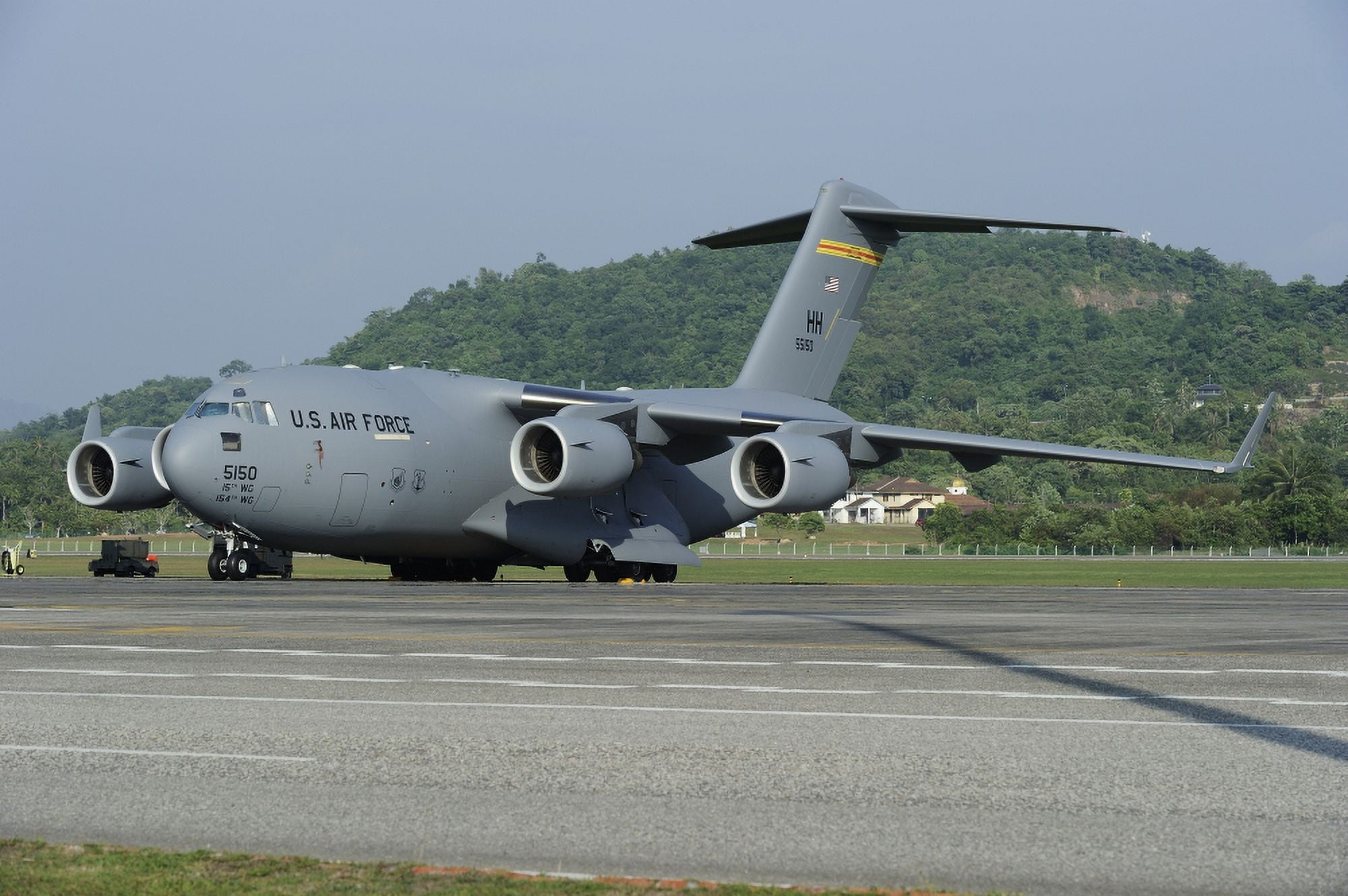 A C-17 Globemaster III of the US Air Force at Langkawi Airport Malaysia Canvas Art - Remo GuidiStocktrek Images (35 x 23)