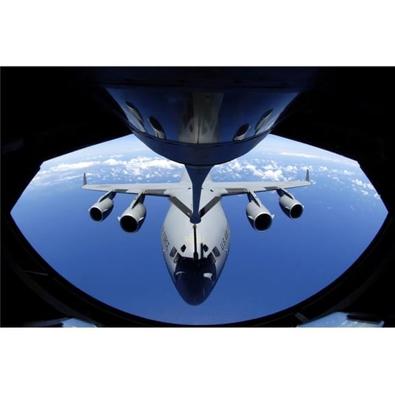 A C-17 Globemaster III receives fuel from a KC-135 Stratotanker Poster Print