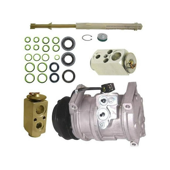 A/C Compressor Kit - with 10S20C Compressor, Accumulator / Drier, Front Expansion Valve, Rear Expansion Valve, and O-ring Seal Kit - Compatible with 2007 - 2012 GMC Acadia 3.6L V6 (with Rear AC) 2008