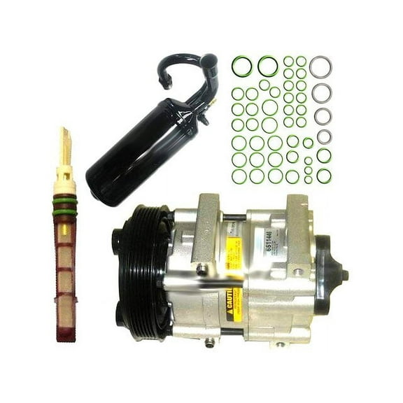 A/C Compressor Kit - 6 Groove - with Compressor, Accumulator / Drier, Front Expansion Valve, and O-ring Seal Kit - Compatible with 1995 - 1997 Ford Ranger 2.3L 4-Cylinder 1996