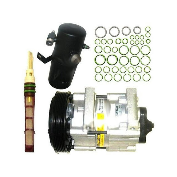 A/C Compressor Kit - with Compressor, Accumulator / Drier, Front Expansion Valve, and O-ring Seal Kit - Compatible with 1994 - 1995 Ford F-150 4.9L 6-Cylinder