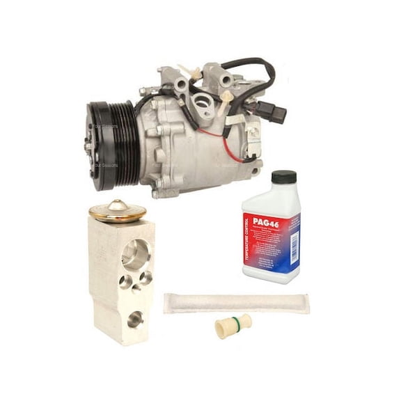 A/C Compressor Kit - with TRSE07 Compressor, Filter Drier, Expansion Valve, , and O-Rings - Compatible with 2006 - 2011 Honda Civic 2-Door 1.8L 4-Cylinder 2007 2008 2009 2010