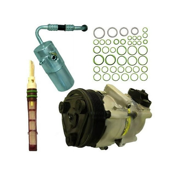A/C Compressor Kit - Top Port - with Compressor, Accumulator / Drier, Hose, Front Expansion Valve, and O-ring Seal Kit - Compatible with 2004 - 2005 Ford F-150 4.6L 5.4L V8