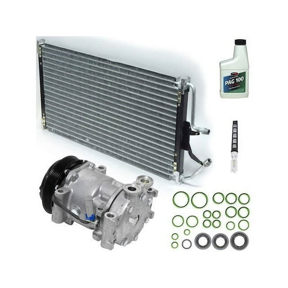 A/C Compressor Kit with Condenser - Compatible with 1996 - 1999 Chevy K1500 (without Rear AC) 1997 1998