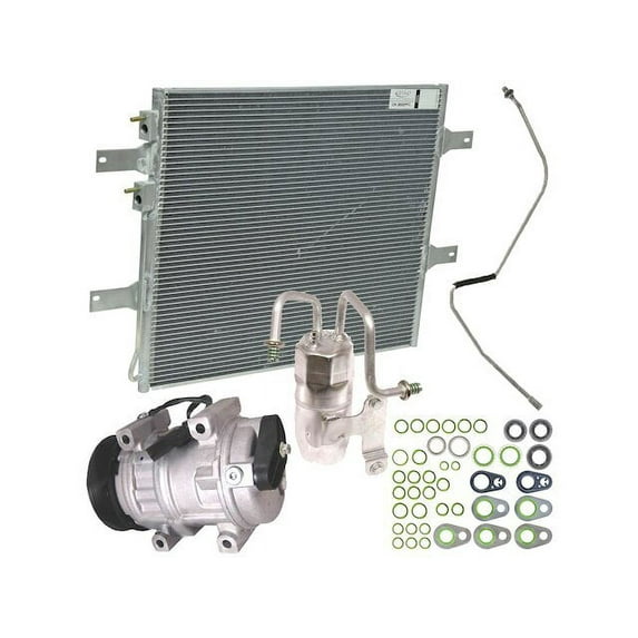 A/C Compressor Kit with Condenser - HS18 8-Groove - Compatible with 2007 - 2009 Dodge Ram 3500 6.7L 6-Cylinder Diesel 2008