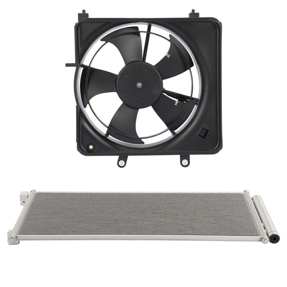 A/C Condenser KIT Compatible: Honda Fit 2007-2008 Cooling Fan Assembly