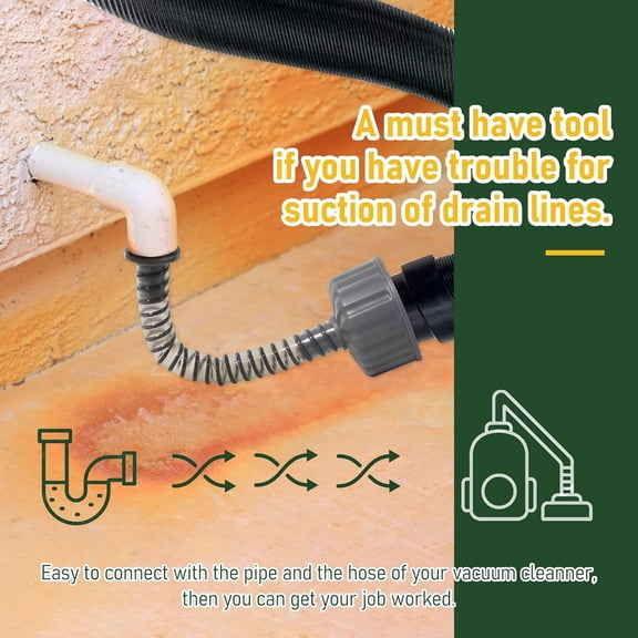 A/C Drain Lines Cleaner Tool in Wet Vac Attachment To Unclog And Evacuate, ABS Plastic Vacuum Hose Compatiable With Most PVC Pipe Sizes, Easy To Use, Grey$$Household Cleaning Products & Supplies