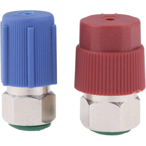 A/C High Low Fitting Port Retrofit Kit 1/4" to 7/16" Adapter Conversion Compatible with R12 R22 to R134a