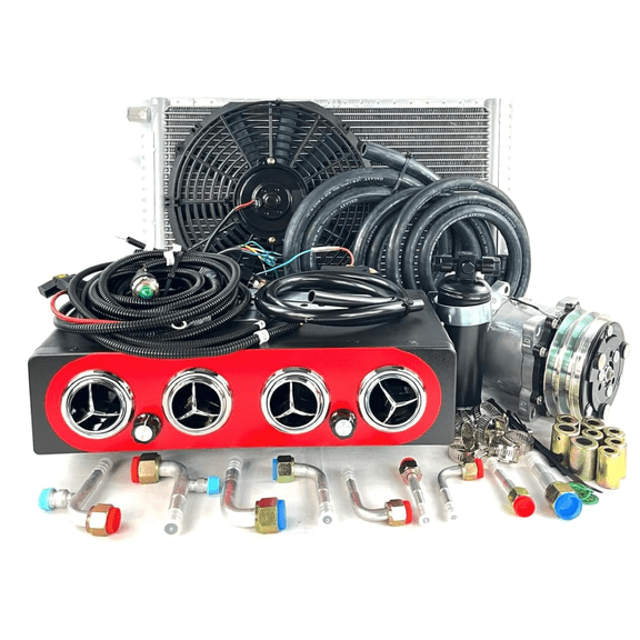 A/C KIT UNIVERSAL UNDER DASH EVAPORATOR 404-000 RED CHROME LOUVER HEAT AND COOL