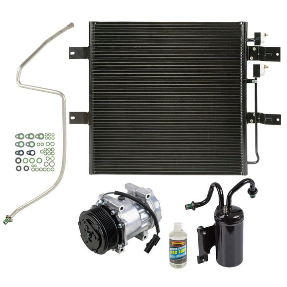 A/C Kit w/ AC Compressor Condenser & Drier For 2005 Dodge Ram Cummins 5.9L Diesel w/ Plastic Air Cooler Tank - BuyAutoParts