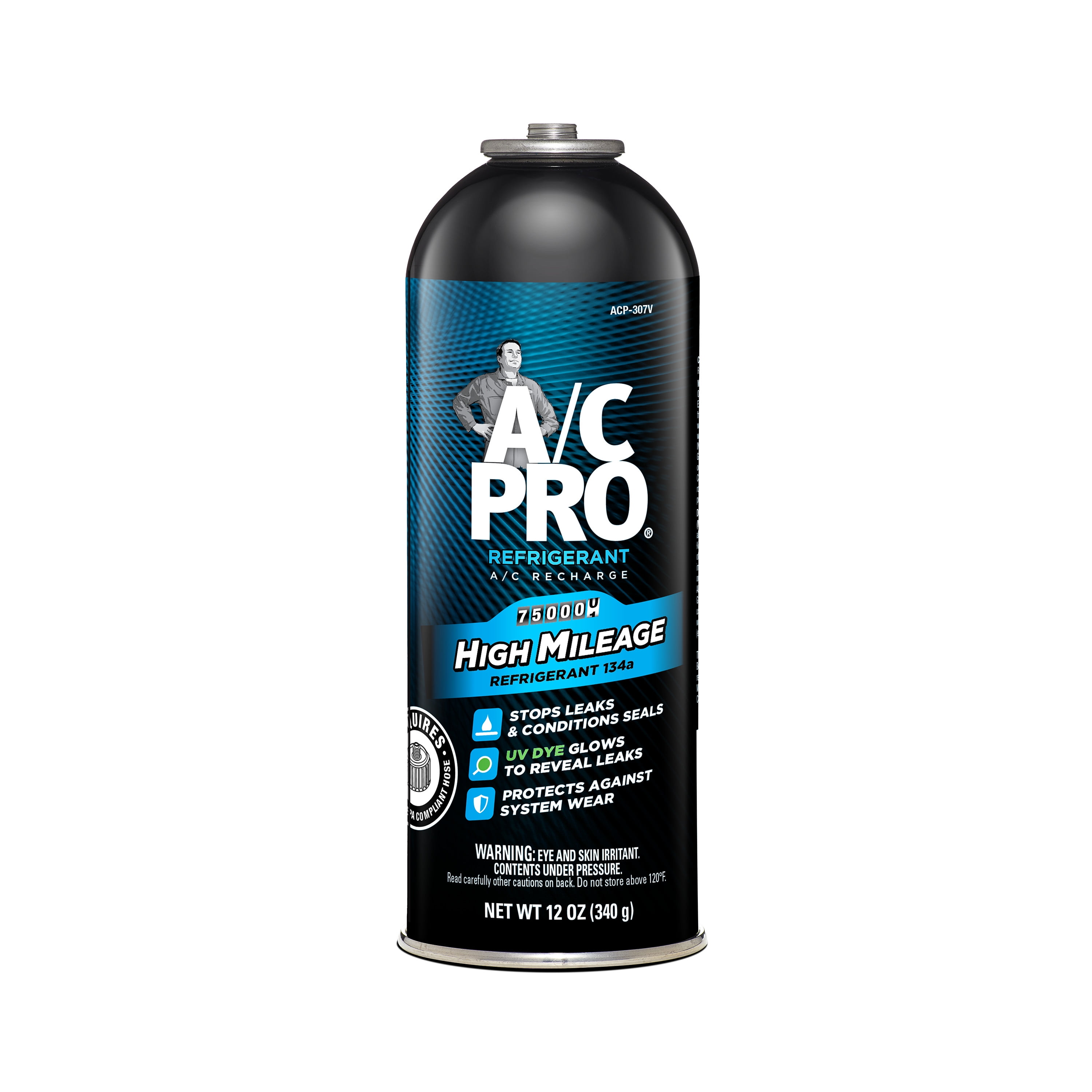 A/C Pro High Mileage A/C Recharge, Leak Sealer, 12 oz Automotive Refrigerant