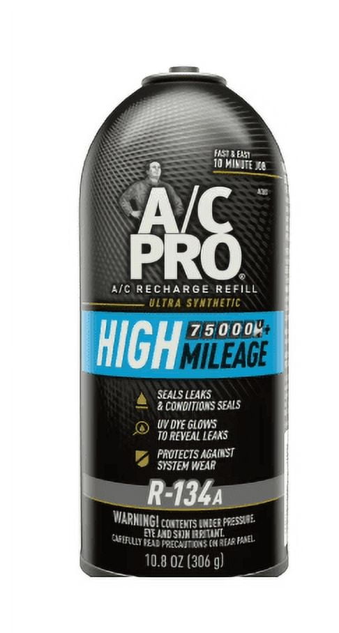 A/C Pro High Mileage R-134a A/C Recharge Auto Air Conditioner Refrigerant Refill - 10.8oz
