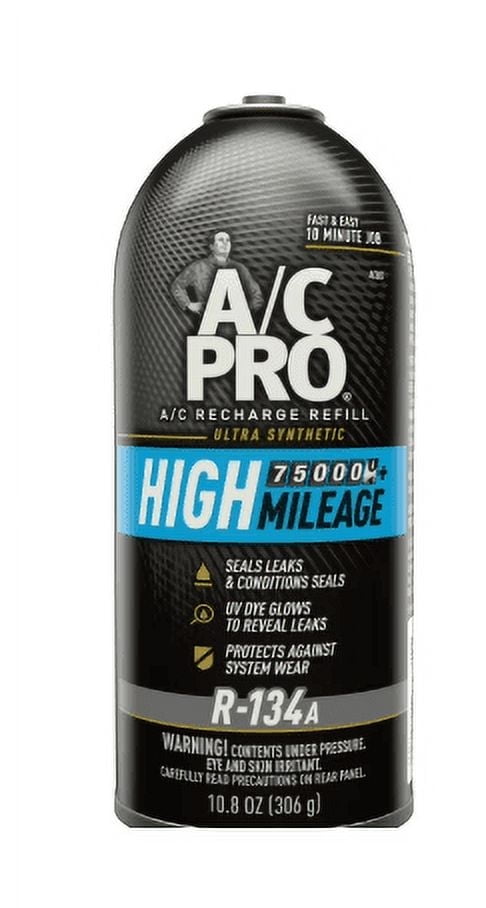 A/C Pro High Mileage R-134a A/C Recharge Auto Air Conditioner Refrigerant Refill - 10.8oz