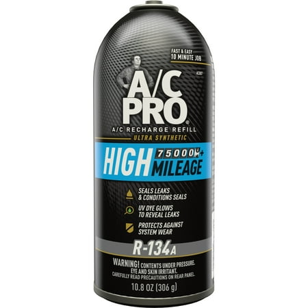 A/C Pro High Mileage R-134a A/C Recharge Auto Air Conditioner Refrigerant Refill - 10.8oz