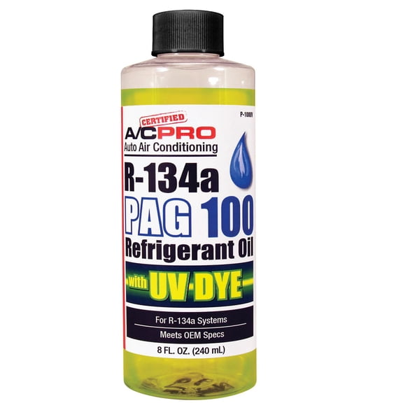 A/C Pro PAG 100 Refrigerant Oil with UV DYE - For R134a systems, 8 oz bottle, sold by each