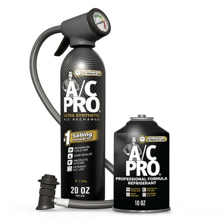 A/C Pro Professional Formula R-134a Car Refrigerant Kit (20 oz Can + 10 oz Refill)
