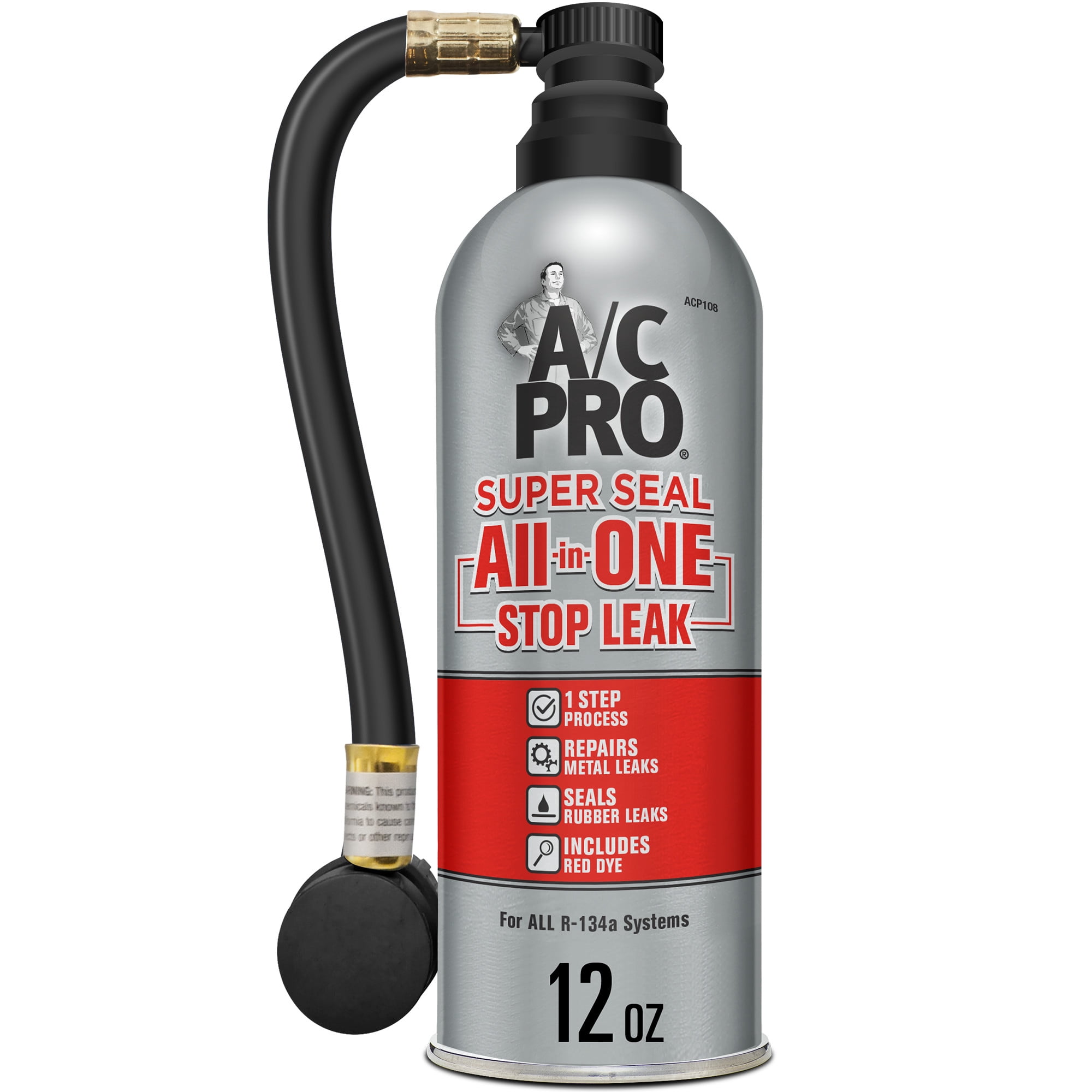 A/C Pro Super Seal All-In-One Stop Leak Charging Kit - 12 oz, Refrigerant Repair Kit