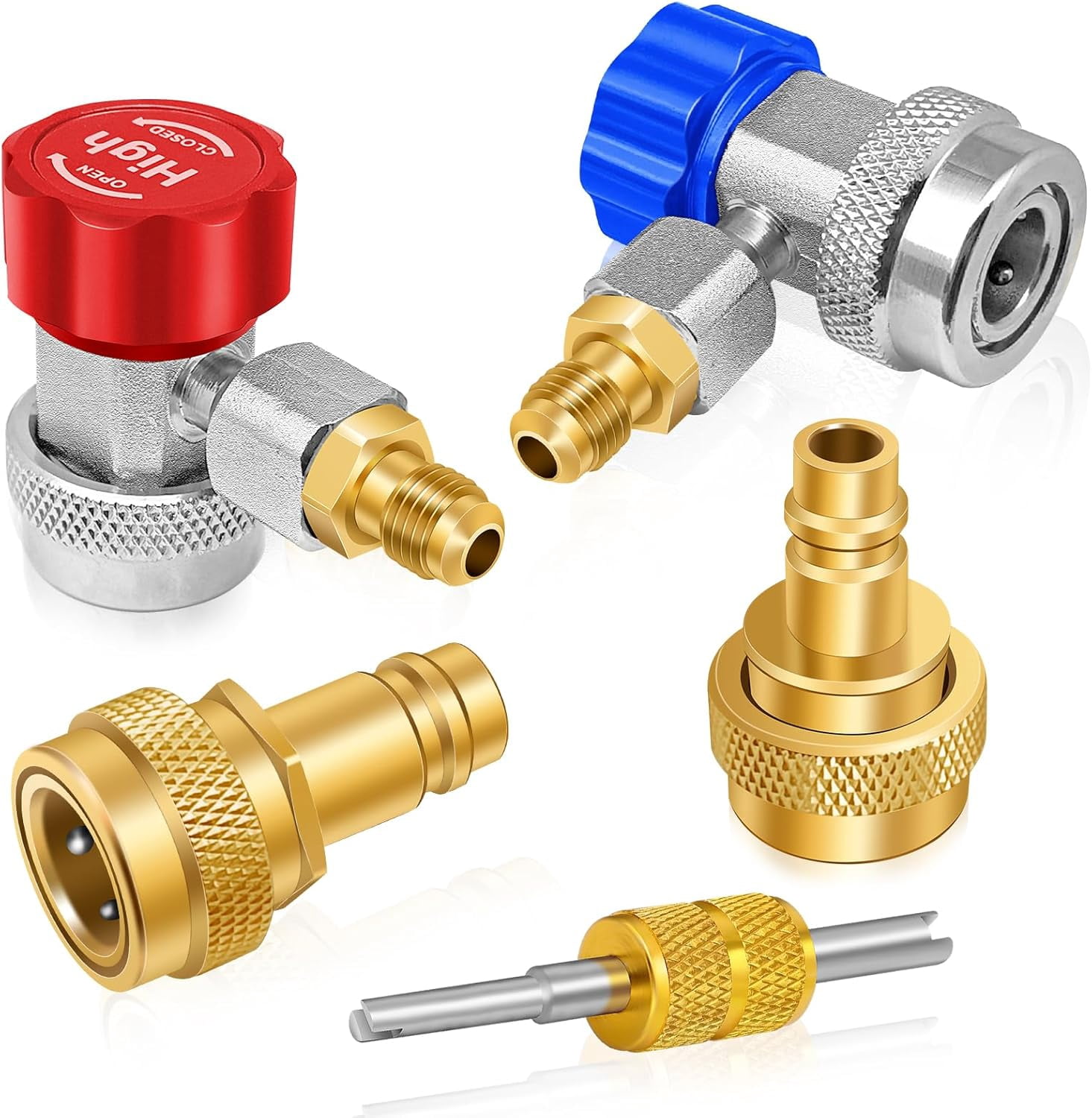 A/C R134a R1234yf Quick Coupler, R134a to R1234yf Refrigerant Adapter Connector Conversion Kit with R134a Quick Adapter, R1234YF Quick Adapter
