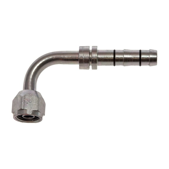 A/C REFRIGERANT HOSE FITTNG; 90 DEGREE; NUMBER 8 FEMALE O-RING TO NUMBER 10 EZ-CLIP