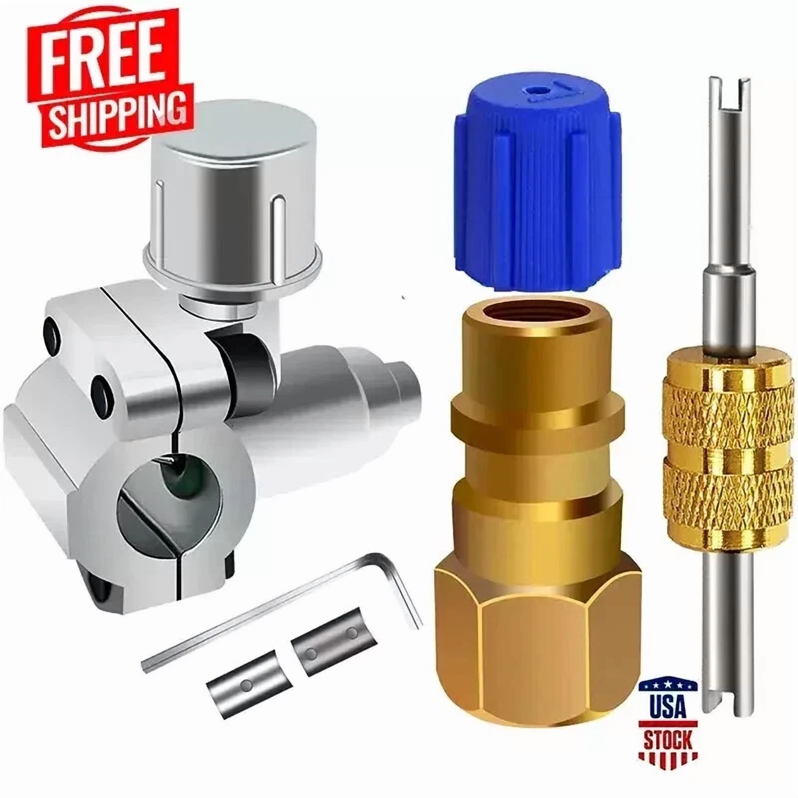 R134a Refrigerant Aupoko A/C Retrofit Valve Kit, Retrofit Valve With Dust Cap Convert Bpv31 Bullet Piercing Tap Valve Line Tap Valve Kit Fits For Hvac Refrigerant System R12 R22 R502 R134a Piercing