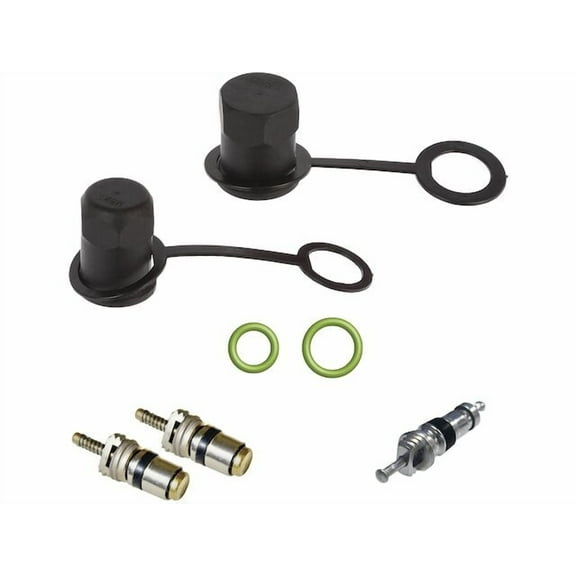 A/C System Valve Core and Cap Kit - Compatible with 2003 - 2014, 2016 - 2020 Volvo XC90 2004 2005 2006 2007 2008 2009 2010 2011 2012 2013 2017 2018 2019