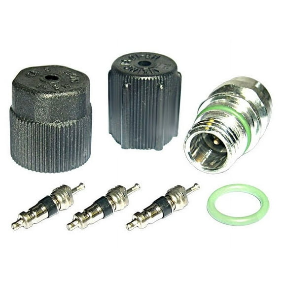 A/C System Valve Core and Cap Kit - Compatible with 2000 - 2014 Chevy Suburban 1500 2001 2002 2003 2004 2005 2006 2007 2008 2009 2010 2011 2012 2013