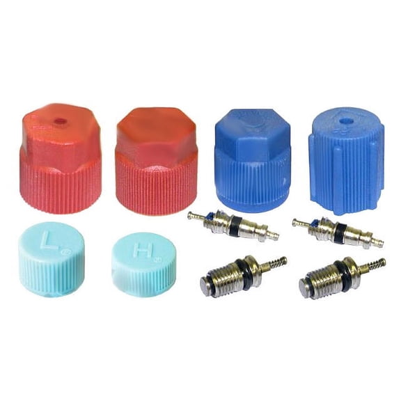 A/C System Valve Core and Cap Kit - Compatible with 2009 - 2013 Nissan GT-R 3.8L V6 2010 2011 2012