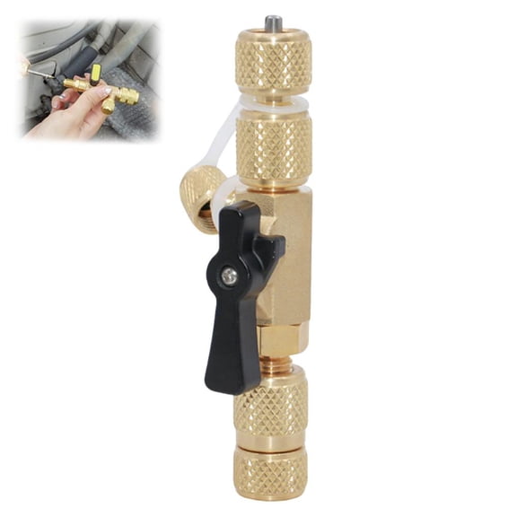A/C Valve Core Remover Installer Tool, Valve Core Removal Tool, Dual Valve Mega Flow Vacuum-Rated Valve Core Removal Tool with Teflon Seal and Brass Nuts