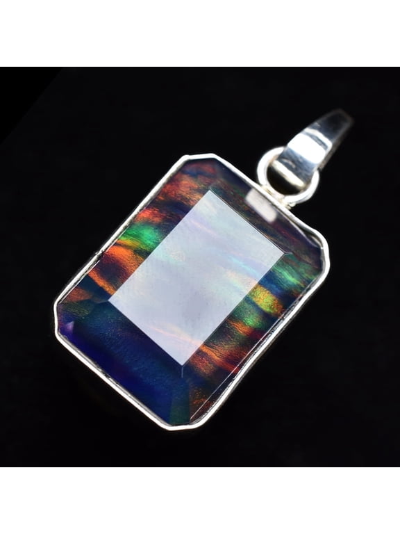 A+ CERTIFIED Natural Opal 26 Ct 925 Starling Silver Emerald Pendant Free Gift
