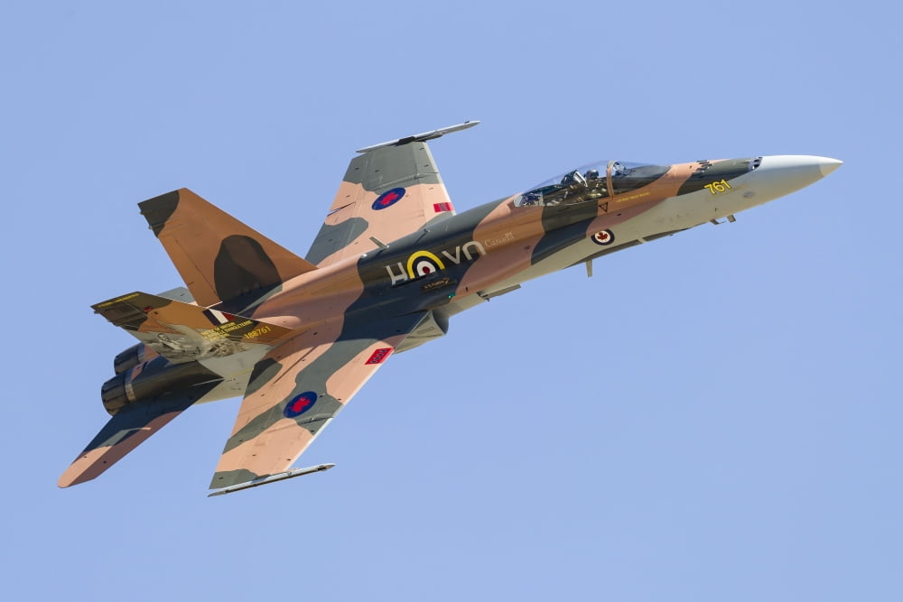 A CF-188 Hornet of the Royal Canadian Air Force in 70th anniversary markings Canvas Art - Rob EdgcumbeStocktrek Images (17 x 12)