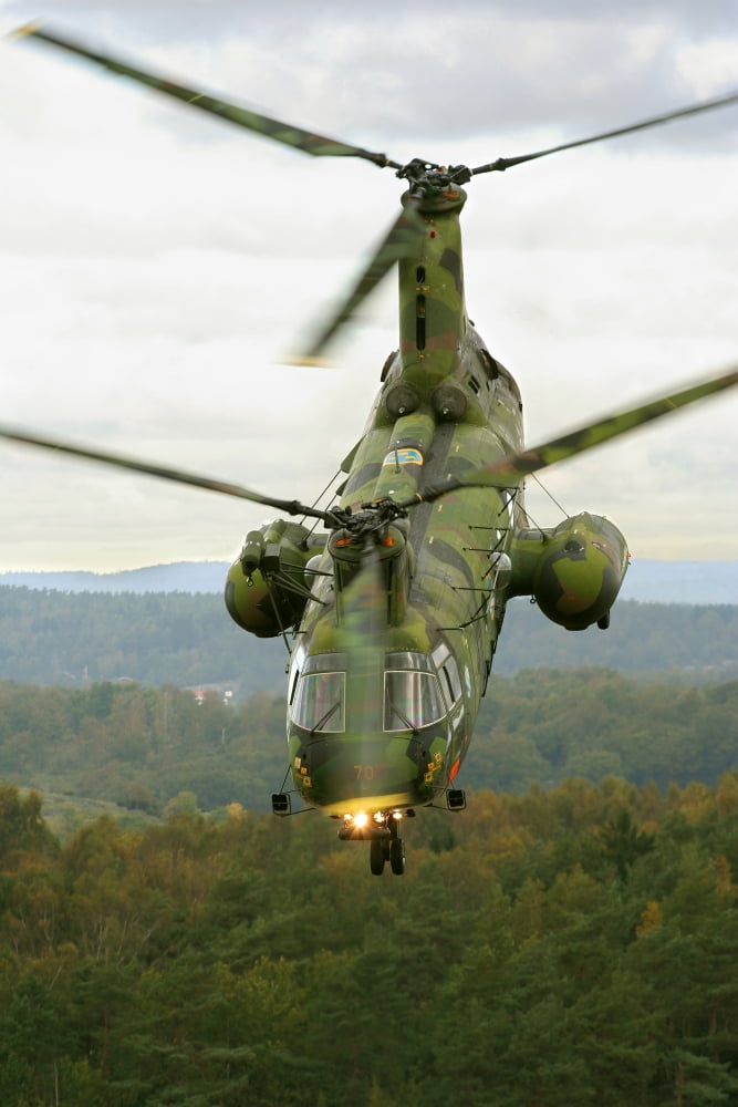 A CH-46 Sea Knight helicopter of the Swedish Air Force Canvas Art - Daniel KarlssonStocktrek Images (24 x 35)