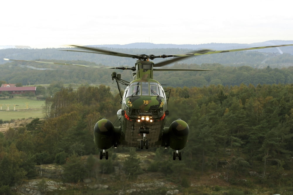 A CH-46 Sea Knight helicopter of the Swedish Air Force Canvas Art - Daniel KarlssonStocktrek Images (35 x 24)
