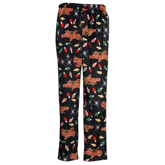 A CHRISTMAS STORY Brushed Fleece Holiday Lights Pj Lounge Pants Pajamas for Men - Pockets Button Fly, Small